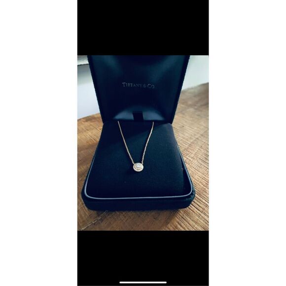 18k rose gold Tiffany soleste pendant .30ct 16in chain - Picture 5 of 11